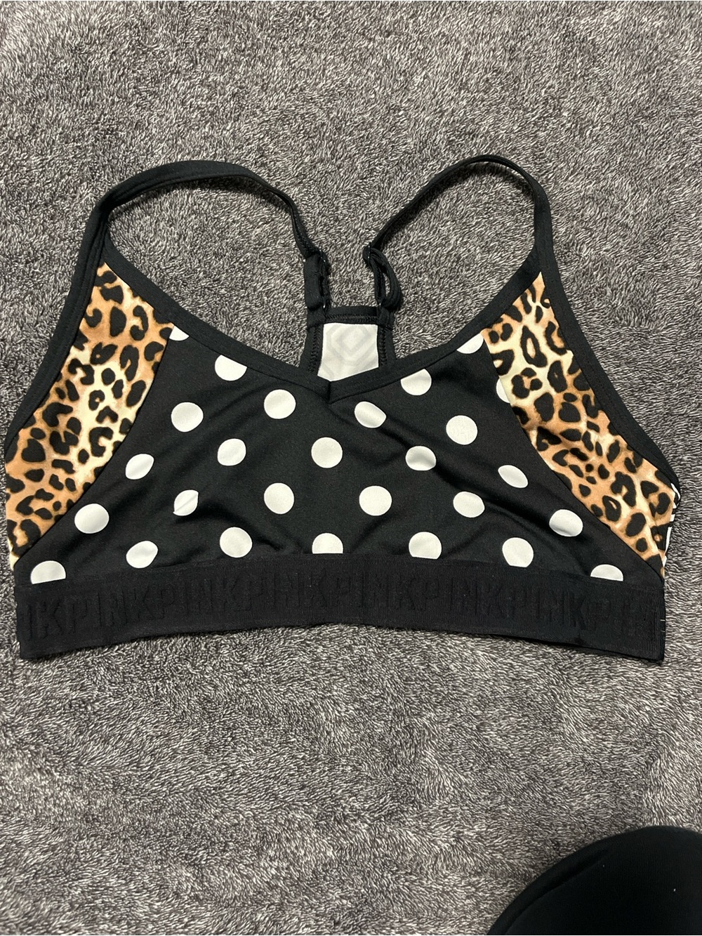 Ultimate PINK VS Black Polka Dot & Leopard Print Racerback Bralette